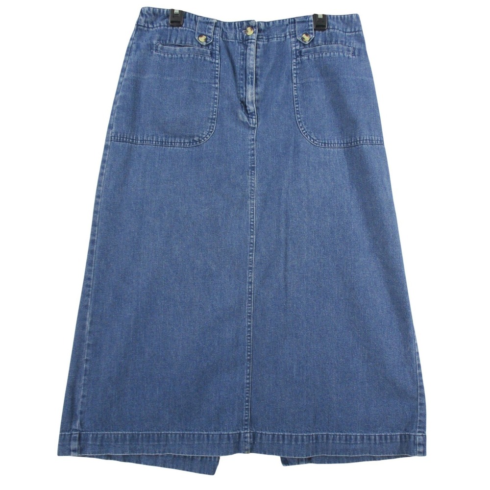 White Stag Womens Blue Denim Maxi Skirt Size 14 Average Cotton A-Line Utility